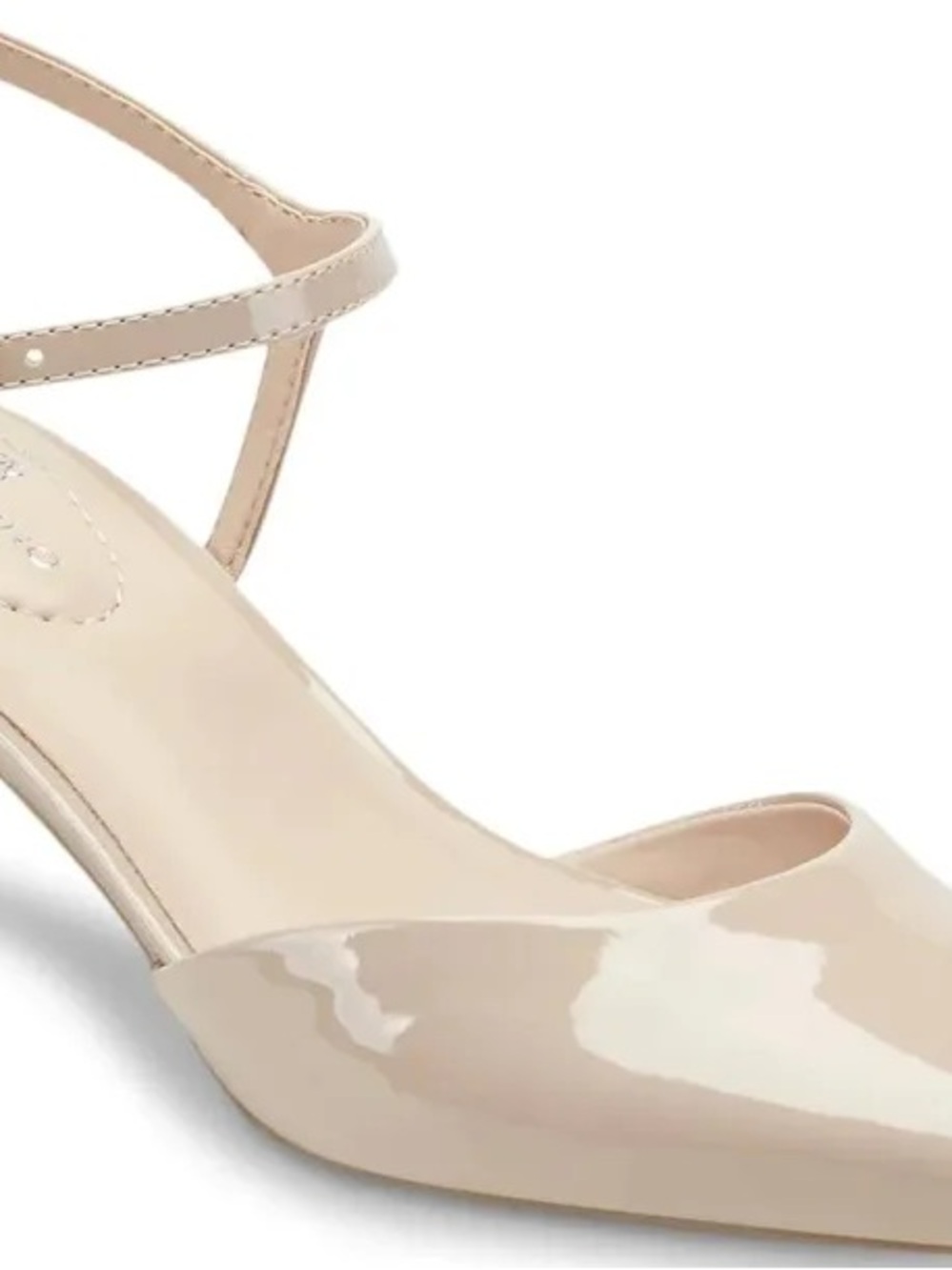 Women's Pointed-Toe Pumps with Ankle Strap in Light Cream